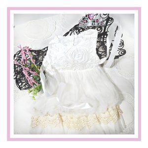 NEW..White Tulle Dress with Tutu Antique Lace